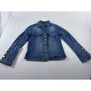 Vintage Y2K NAVI Denim Jacket Made In USA Fitted Western Button Front M